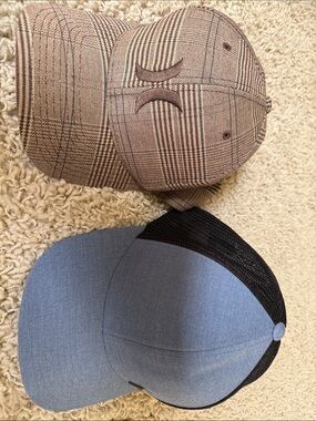 Hurley Brown Plaid & Blue Black Mesh Trucker Hat Duo